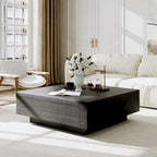 Table basse moderne du milieu du siècle, Table basse minimaliste en placage de bois avec rangement pour salon, Entièrement assemblée