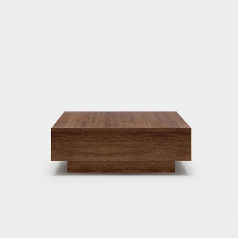 Table basse moderne du milieu du siècle, Table basse minimaliste en placage de bois avec rangement pour salon, Entièrement assemblée