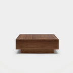 Table basse moderne du milieu du siècle, Table basse minimaliste en placage de bois avec rangement pour salon, Entièrement assemblée