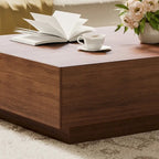 Table basse moderne du milieu du siècle, Table basse minimaliste en placage de bois avec rangement pour salon, Entièrement assemblée