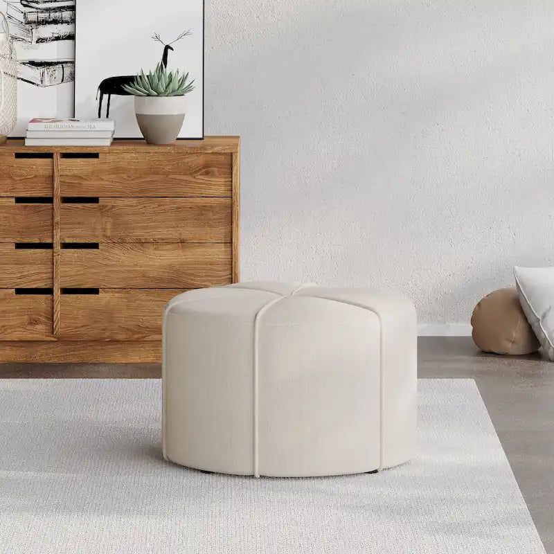 Pouf rond capitonné chant d'oiseau