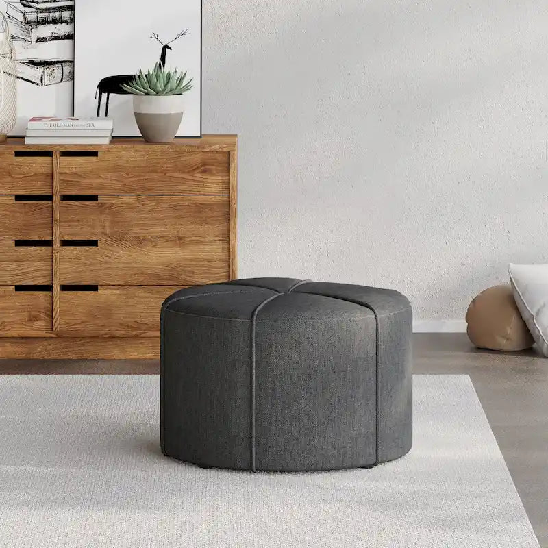 Pouf rond capitonné chant d'oiseau