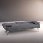 Collection ultime de canapés futons : Canapé futon avec accoudoirs et porte-gobelets, Canapé capitonné avec pieds en bois