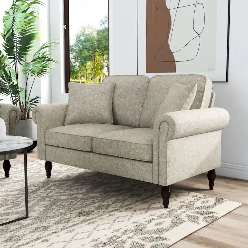 Causeuse traditionnelle en chenille avec coussins multiples