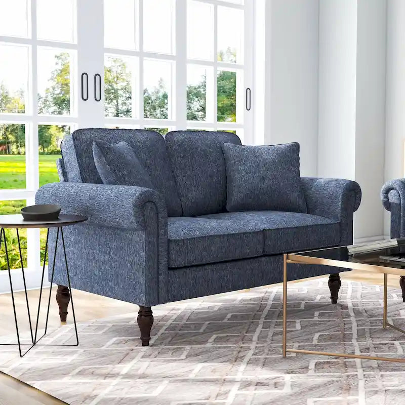 Causeuse traditionnelle en chenille avec coussins multiples