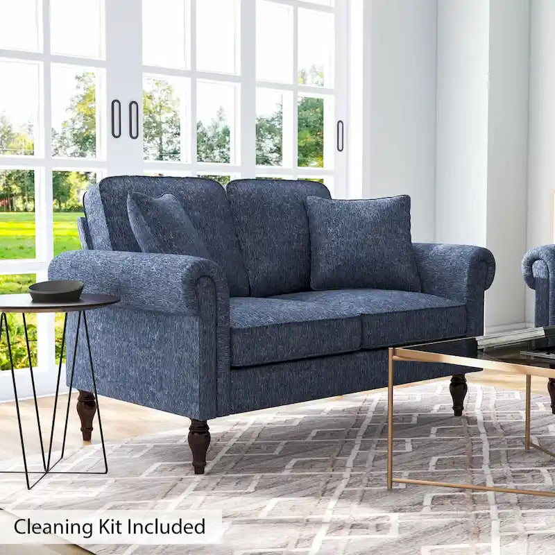 Causeuse traditionnelle en chenille avec coussins multiples