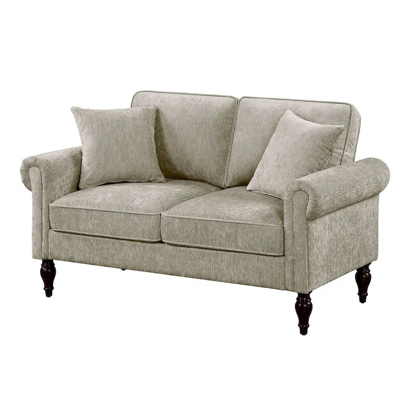 Causeuse traditionnelle en chenille avec coussins multiples
