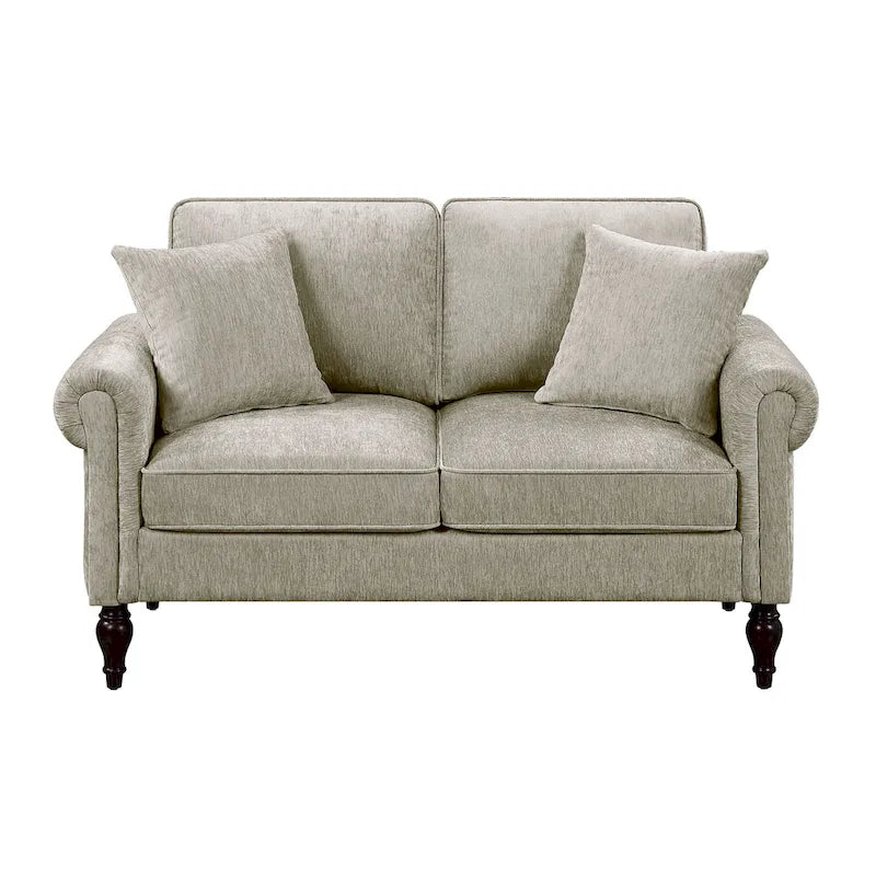 Causeuse traditionnelle en chenille avec coussins multiples