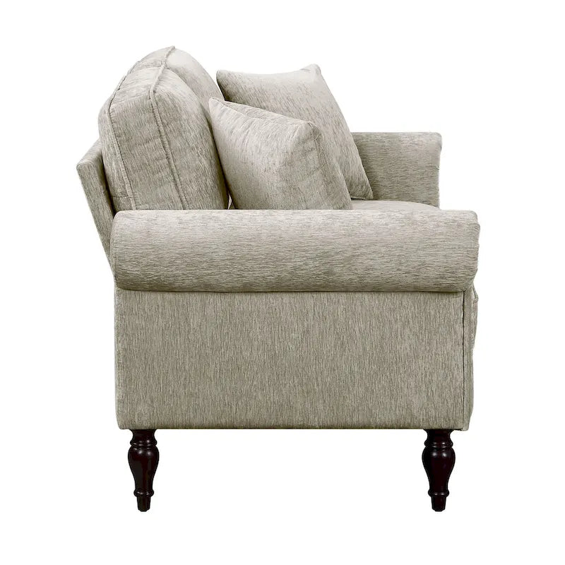 Causeuse traditionnelle en chenille avec coussins multiples