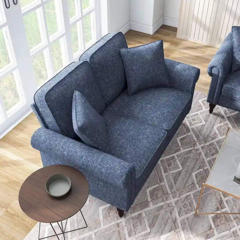Causeuse traditionnelle en chenille avec coussins multiples