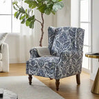 Fauteuil à oreilles traditionnel avec pieds en bois massif