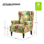 Fauteuil à oreilles traditionnel avec pieds en bois massif