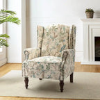 Fauteuil à oreilles traditionnel avec pieds en bois massif