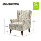 Fauteuil à oreilles traditionnel avec pieds en bois massif