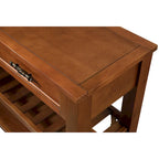Console en bois massif de style Mid-Century avec 2 tiroirs de rangement et 2 étagères