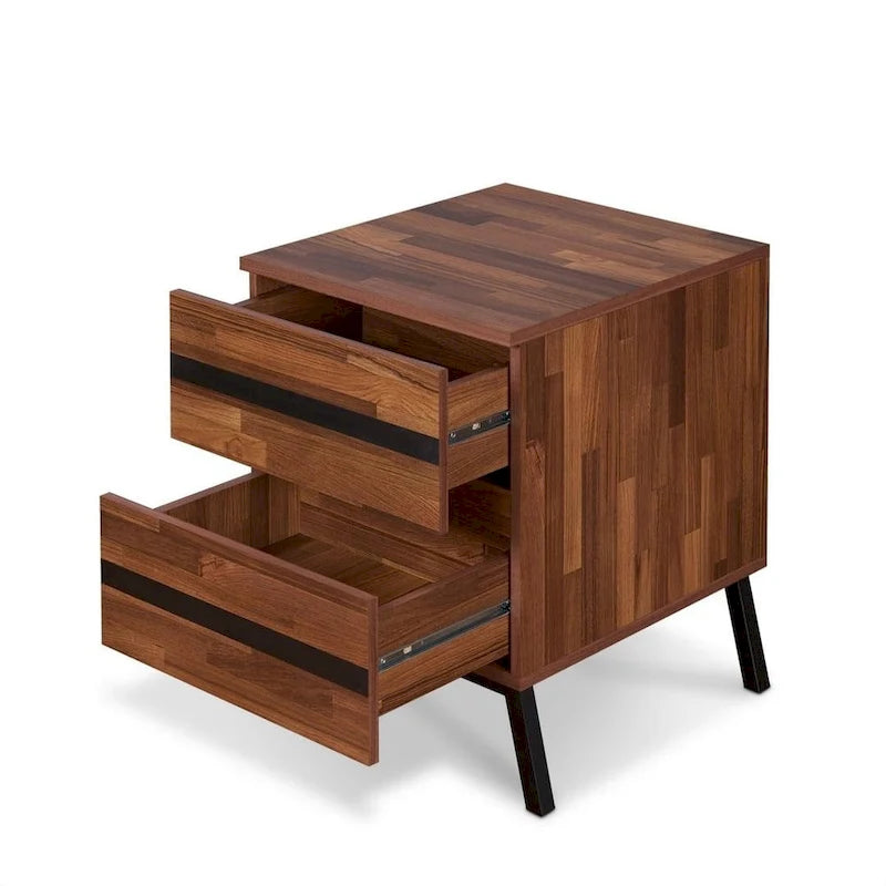 HomeRoots 23 Table d'appoint noire et marron avec deux tiroirs - 18 X 20 X 23