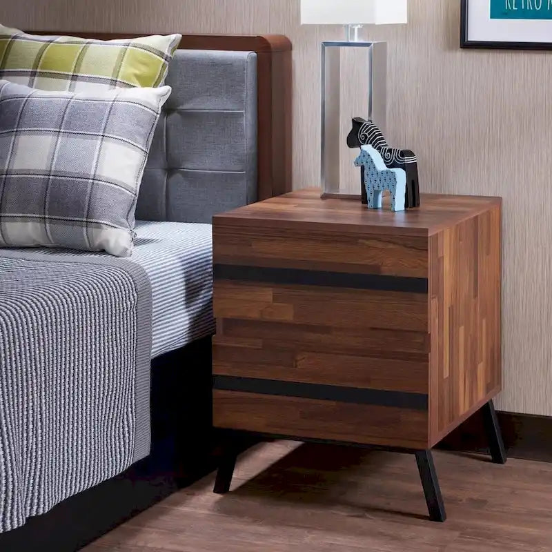 HomeRoots 23 Table d'appoint noire et marron avec deux tiroirs - 18 X 20 X 23
