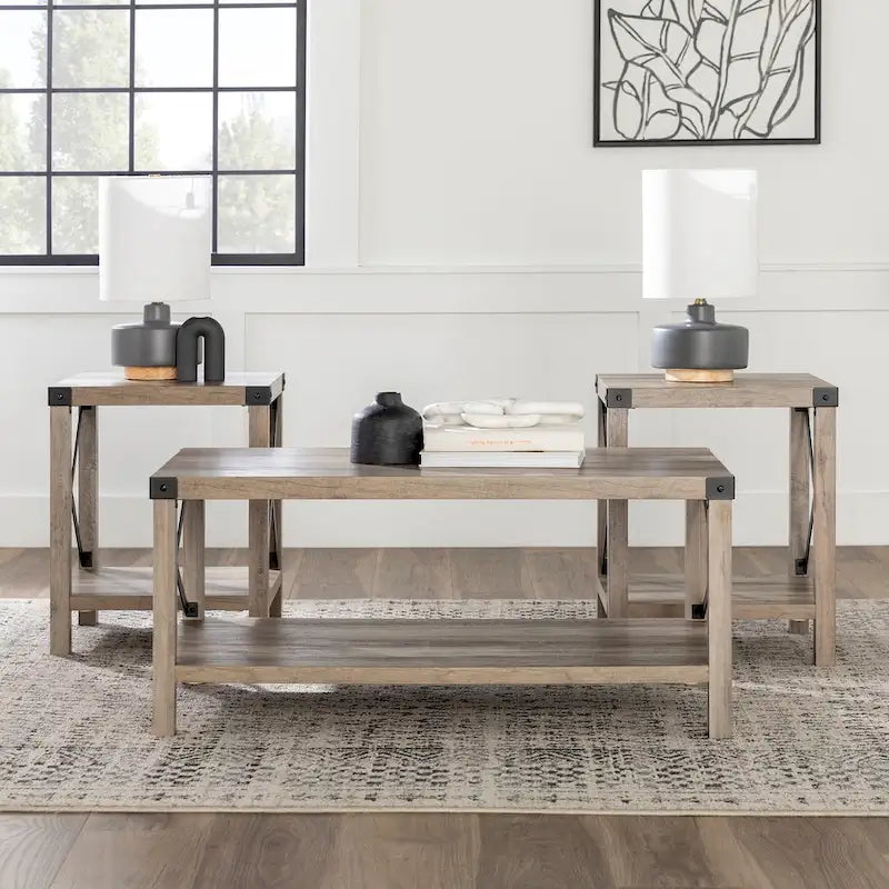 Ensemble de 3 tables basses et tables d'appoint