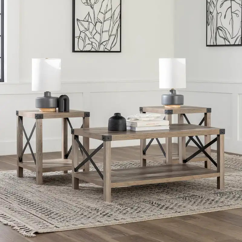 Ensemble de 3 tables basses et tables d'appoint