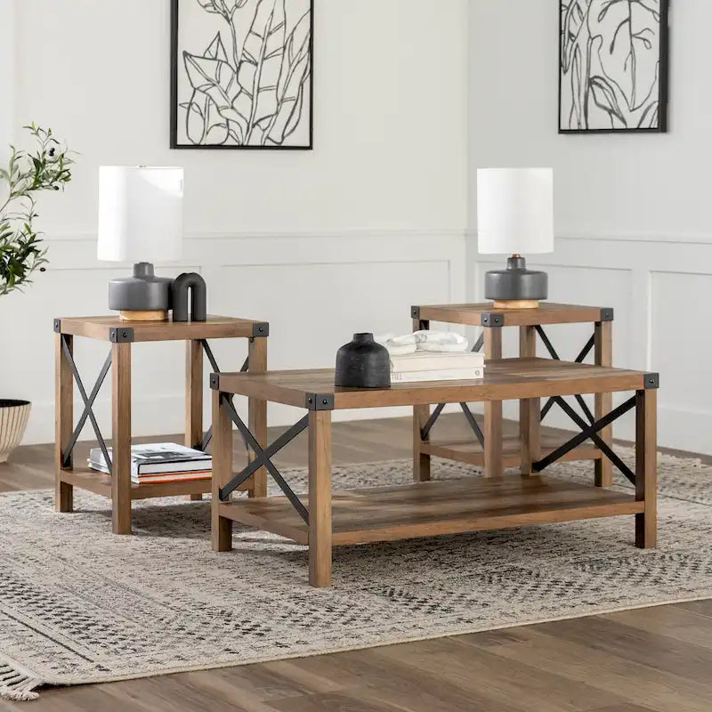 Ensemble de 3 tables basses et tables d'appoint
