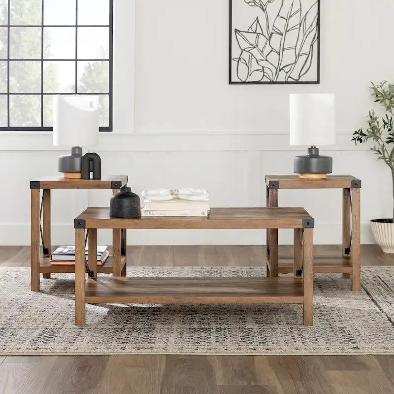 Ensemble de 3 tables basses et tables d'appoint