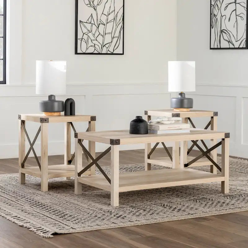 Ensemble de 3 tables basses et tables d'appoint