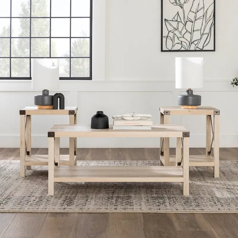 Ensemble de 3 tables basses et tables d'appoint