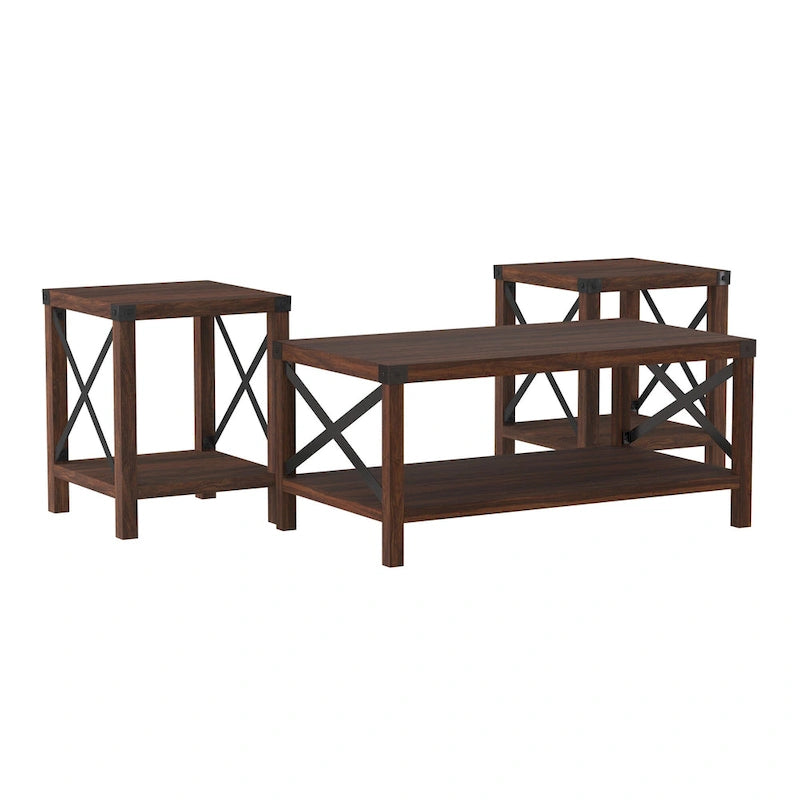 Ensemble de 3 tables basses et tables d'appoint