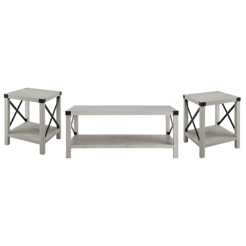 Ensemble de 3 tables basses et tables d'appoint