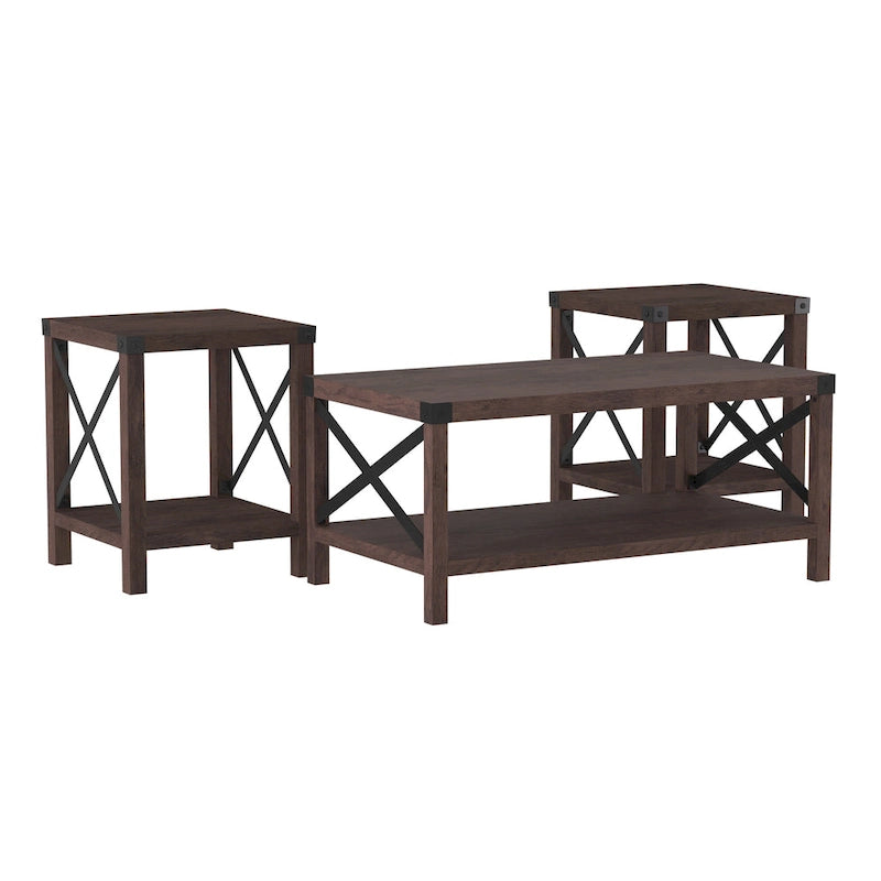 Ensemble de 3 tables basses et tables d'appoint