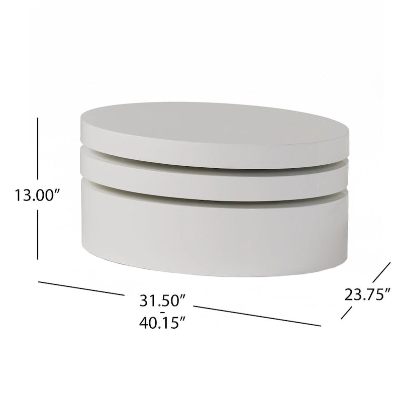 Petite table basse ovale pivotante Mod