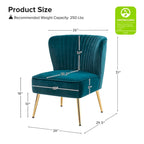 Chaise d'appoint moderne capitonnée en tissu avec pieds dorés