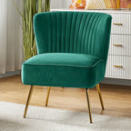 Chaise d'appoint moderne capitonnée en tissu avec pieds dorés