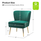 Chaise d'appoint moderne capitonnée en tissu avec pieds dorés