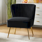 Chaise d'appoint moderne capitonnée en tissu avec pieds dorés