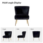 Chaise d'appoint moderne capitonnée en tissu avec pieds dorés