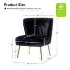Chaise d'appoint moderne capitonnée en tissu avec pieds dorés