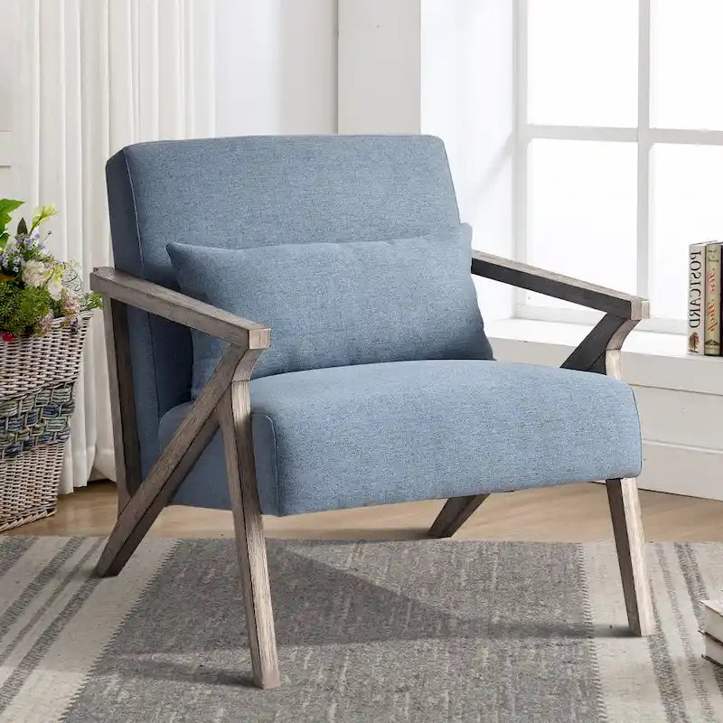 Fauteuil d'appoint en bois massif et tissu pour salon