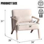 Fauteuil d'appoint en bois massif et tissu pour salon
