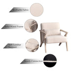 Fauteuil d'appoint en bois massif et tissu pour salon