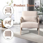 Fauteuil d'appoint en bois massif et tissu pour salon