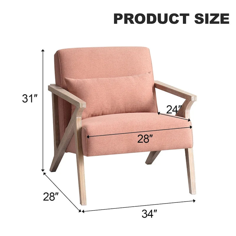 Fauteuil d'appoint en bois massif et tissu pour salon