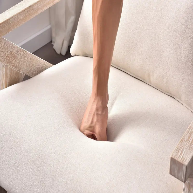Fauteuil d'appoint en bois massif et tissu pour salon