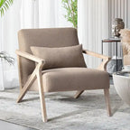 Fauteuil d'appoint en bois massif et tissu pour salon