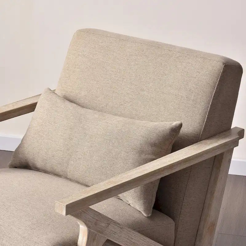Fauteuil d'appoint en bois massif et tissu pour salon