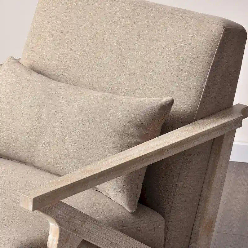 Fauteuil d'appoint en bois massif et tissu pour salon