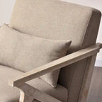 Fauteuil d'appoint en bois massif et tissu pour salon