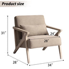 Fauteuil d'appoint en bois massif et tissu pour salon