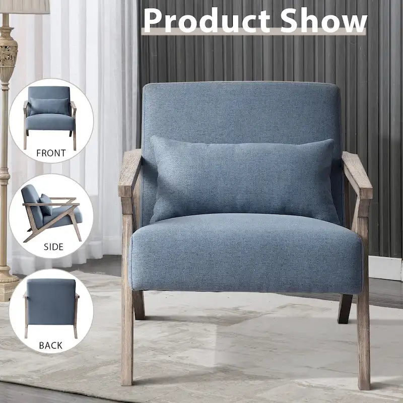 Fauteuil d'appoint en bois massif et tissu pour salon