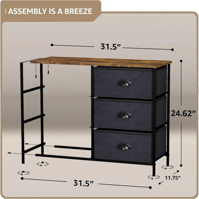 Petite commode six tiroirs - étagère décorative en bois style ferme